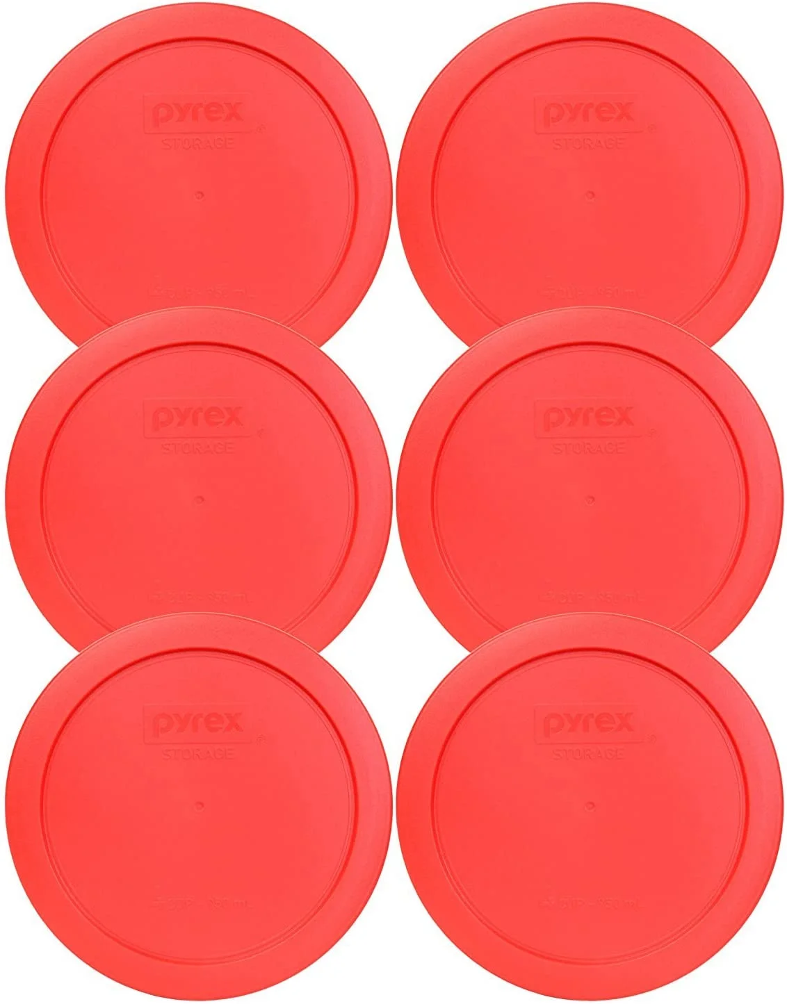 Pyrex 7201-PC 4-Cup Red Plastic Food Storage Lid, Made in USA - 6 Pack
