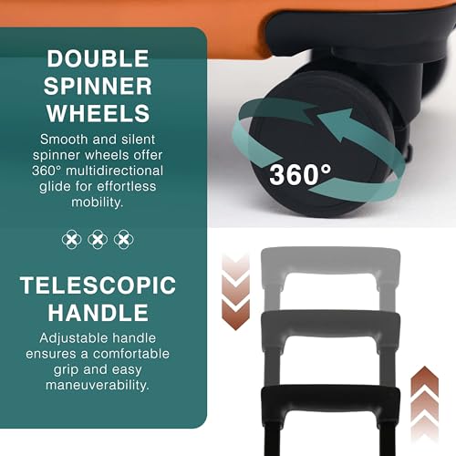 22 Inch Carry On Luggage 22x14x9 Airline Approved, Carry On Suitcase with Wheels, Hard-shell Carry-on Luggage, Durable Luggage Carry-On, Black Small Suitcase with Cosmetic Case