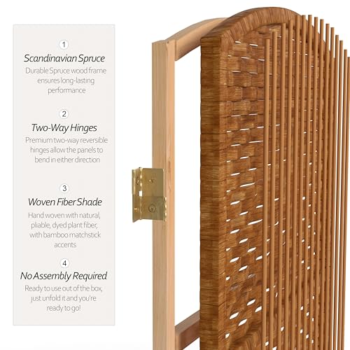 Red Lantern 7 ft. Tall Diamond Weave Dark Beige-6 Panels Room Divider