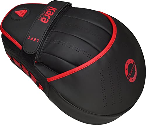 RDX Boxing Pads Curved Focus Mitts, Maya Hide Leather Kara Hook and jab Training Pads, Adjustable Strap Ventilated, MMA Muay Thai Kickboxing Coaching Martial Arts Punching Hand Target Strike Shield