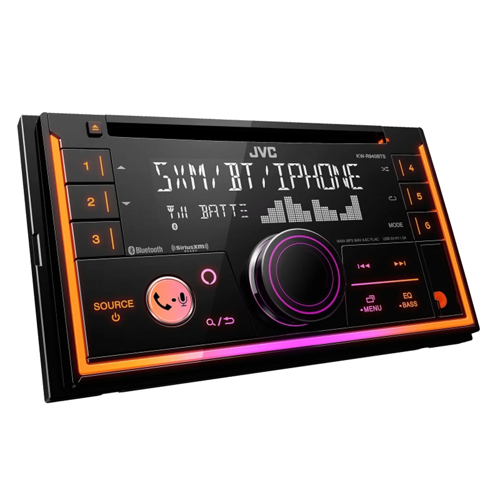 JVC KW-R940BTS Double DIN Bluetooth USB AUX AM/FM Stereo CD Player Receiver Bundle with 2x 6.5