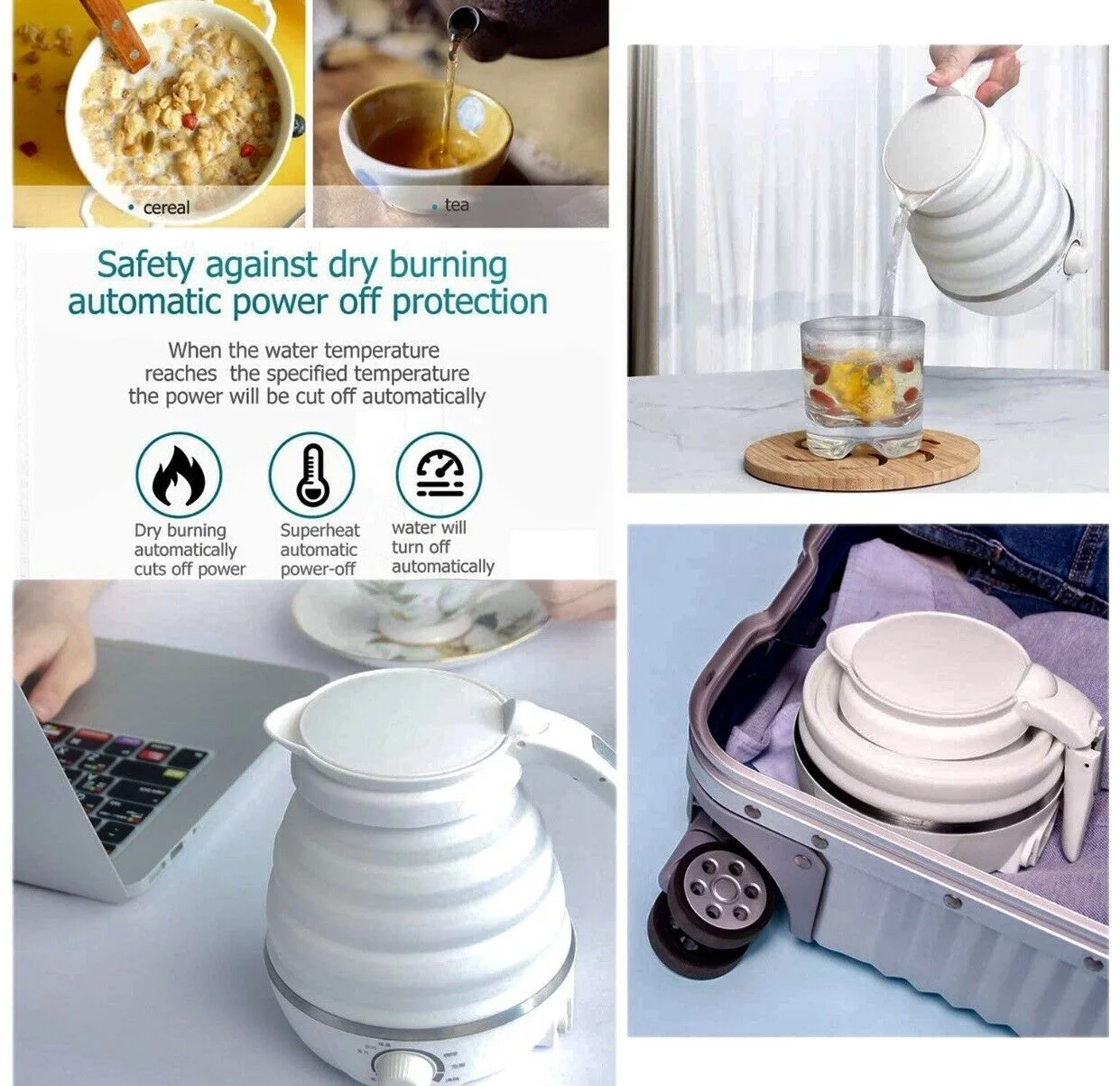 Travel Foldable Ultrathin Upgraded Electric Kettle Boil Dry Protection