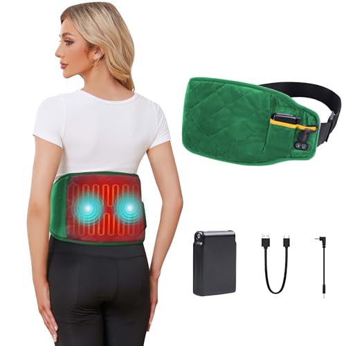 Vofuoti Cordless Heating Pad with Massager, 3 Vibration Modes and 3 Heating Settings, Portable Heating Pad with Battery, Heating Pad for Back Pain Relief, Gift for Women Men