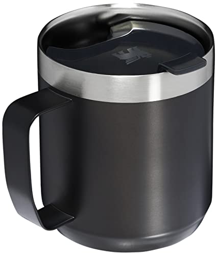 Stanley Stay-Hot Camp Mug 12 oz | Press Fit Drink Through Lid | Cup for Coffee, Tea and Drinks | Insulated Stainless Steel Coffee Mug | BPA-Free | Charcoal Glow
