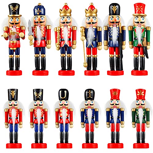 Aoriher Christmas Nutcracker Ornament Small Wooden Soldier Hanging Decorations Nutcracker Figure Ornament for Christmas Figure Decoration(12 Pcs)