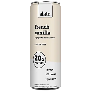 Slate Milk - High Protein Shake, French Vanilla Milk, 20g Protein, 0g Added Sugar, Lactose Free, Keto, All Natural (11 oz, 12-Pack)