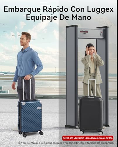 LUGGEX Luggage with Spinner Wheels, Polycarbonate Expandable Hard Shell Suitcase, Carry On 20 Inch, Charcoal Metallic