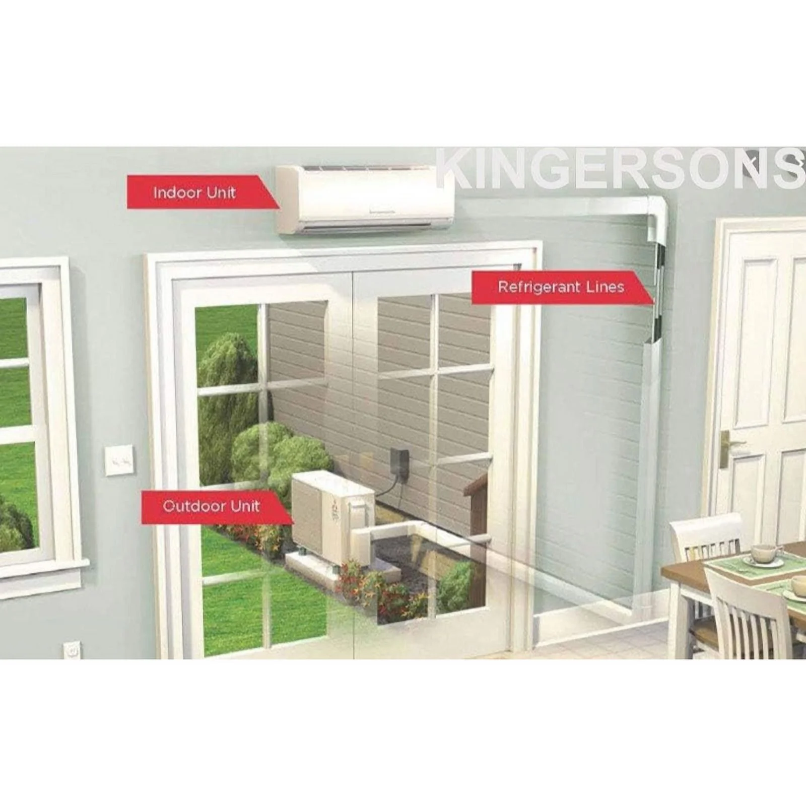 Mitsubishi M-Series 15000 BTU Wall Mounted Heat Pump Air Conditioning System - 21.6 SEER