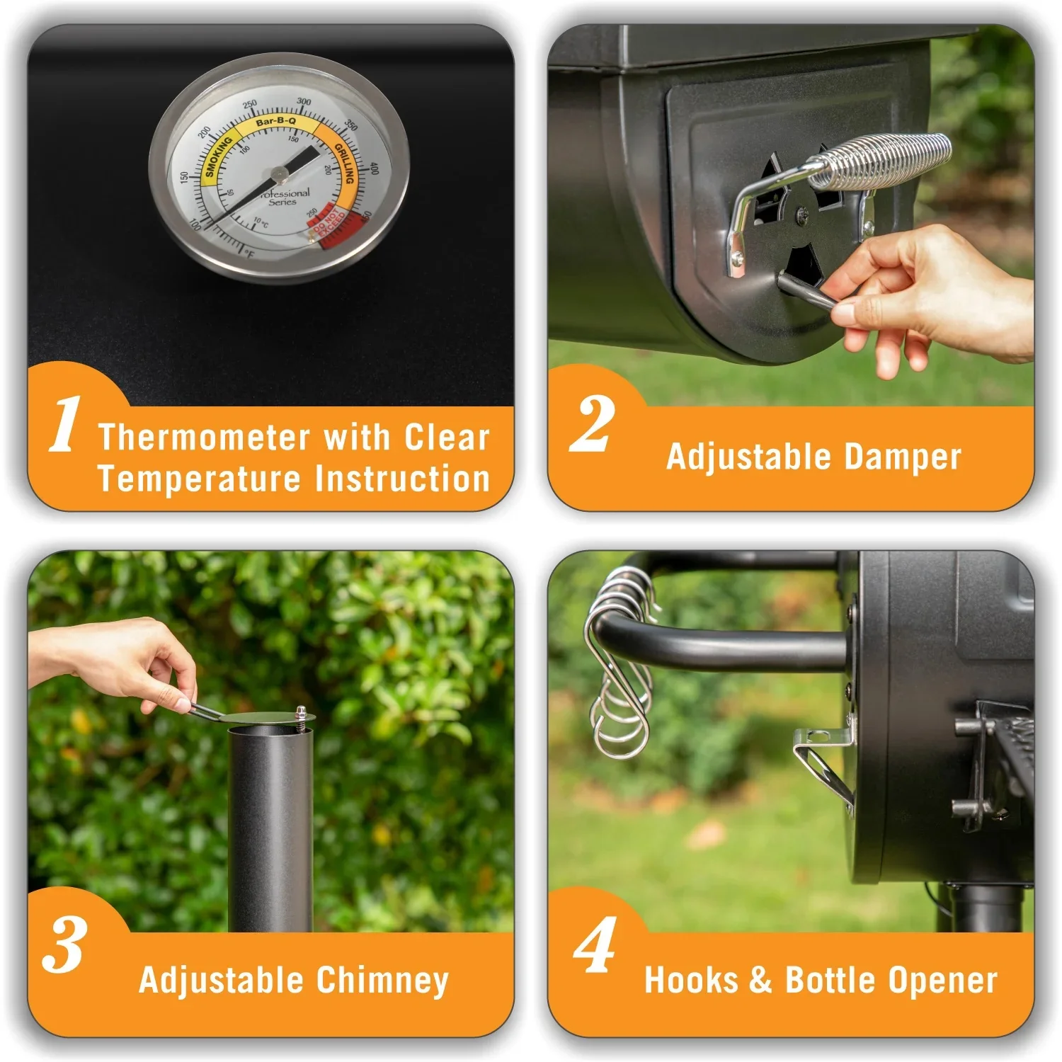 Summit Living Charcoal Grill with Offset Smoker 941 sq.in. Extra Large BBQ Grill Black