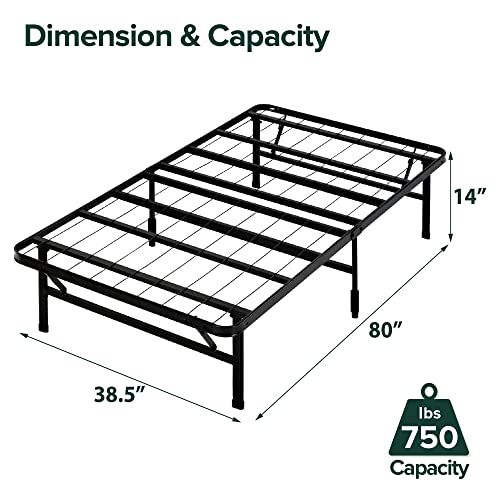 ZINUS Rumi 14in Full Metal Bed Frame, Quick Assembly SmartBase® Mattress Foundation, Heavy Duty Sturdy Steel with No Box Spring Needed, Eco-Friendly Packaging, Black