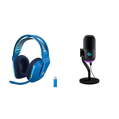 Logitech G733 Lightspeed Wireless Gaming Headset, Suspension Headband, Lightsync RGB, Blue VO!CE Mic, PRO-G Audio – Black, Gaming Headset Wireless, PC, PS5, PS4, Switch Compatible