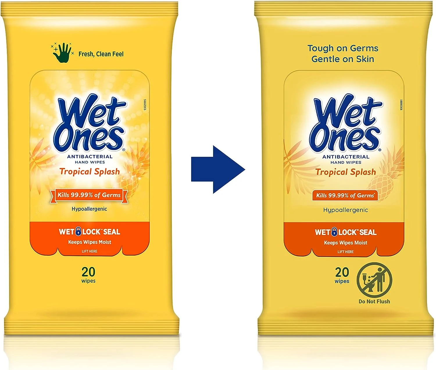 Wet Ones B01KJA5SV6 Tropical Splash Scent One Antibacterial Hand Wipes - 20 Count - Pack of 10