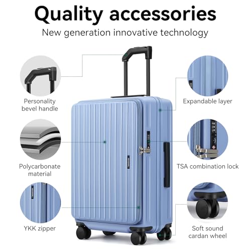 ROAMING Grace Expandable Carry On Luggage Airline Approved, 20 Inch Hardside Carry On Suitcase with Wheels, Travel Harshell Spinner Small Luggage with Tsa Lock, Jade cyan, 20-Inch Carry-On