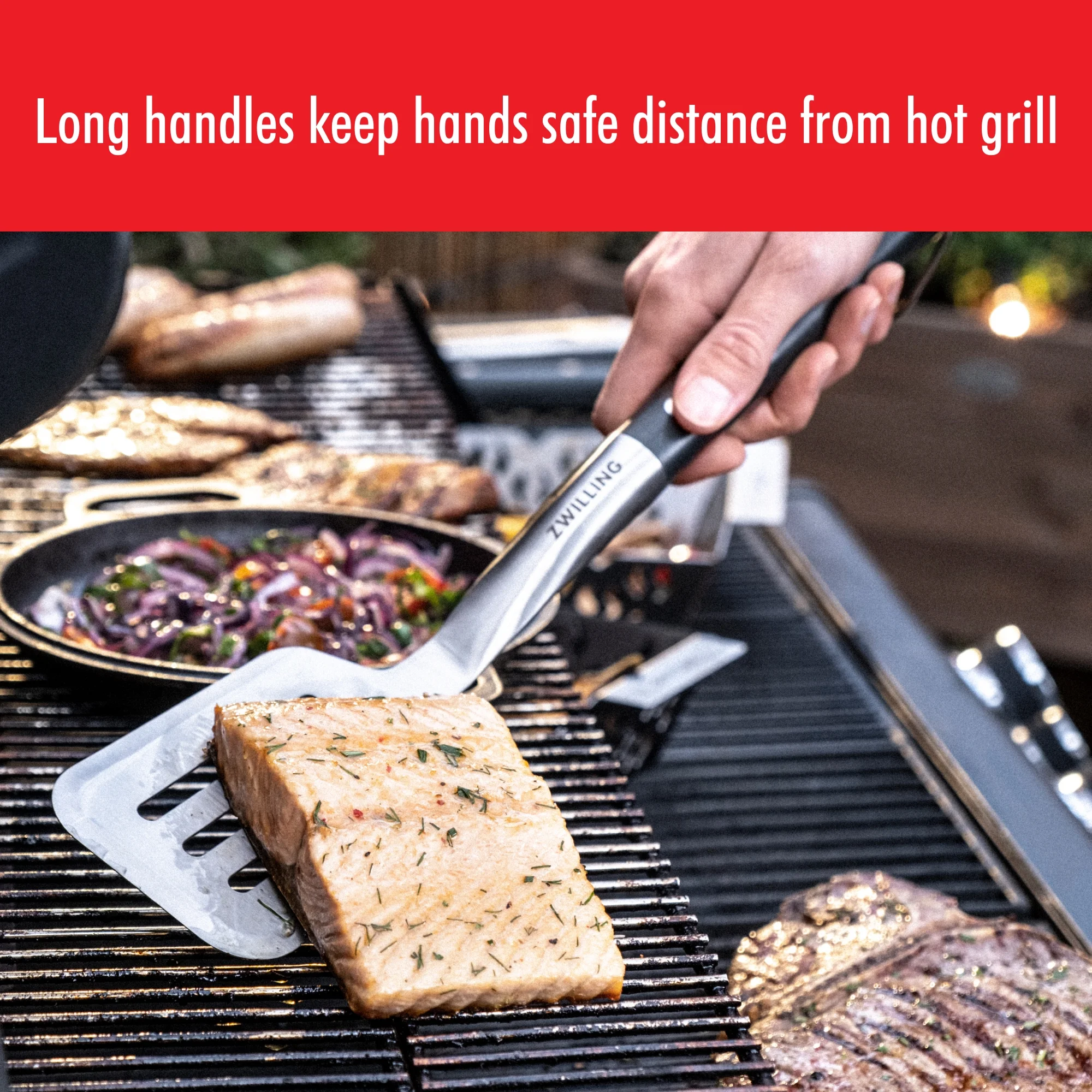 ZWILLING BBQ+ 17-inch Triple-Rivet Stainless Steel Grill Spatula with Serrated Edge