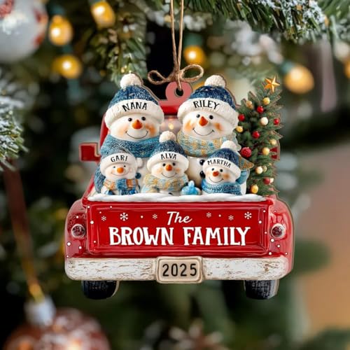 Custom Snowman Family Ornament Acrylic Christmas Tree Decor Personalized 2025 Family Christmas Ornament Engraved Names Keepsake Gift