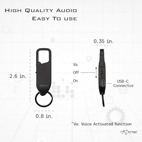 128GB TCTEC Voice Recorder, Voice Activated Recorder with 1500 Hours Recording Capacity, Audio Noise Reduction, USB-C Compatible, Recording Device for Lectures, Meetings, Interviews.