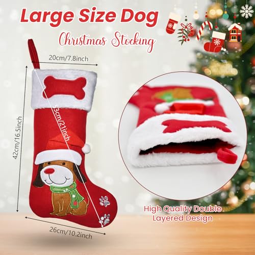 Christmas Stocking Dog Large Christmas Stockings for Dog Single Pet Christmas Stocking Embroidered Xmas Stocking Black Dog Stocking Christmas White Plush Gift Candy Bag for Home Fireplace Xmas Tree