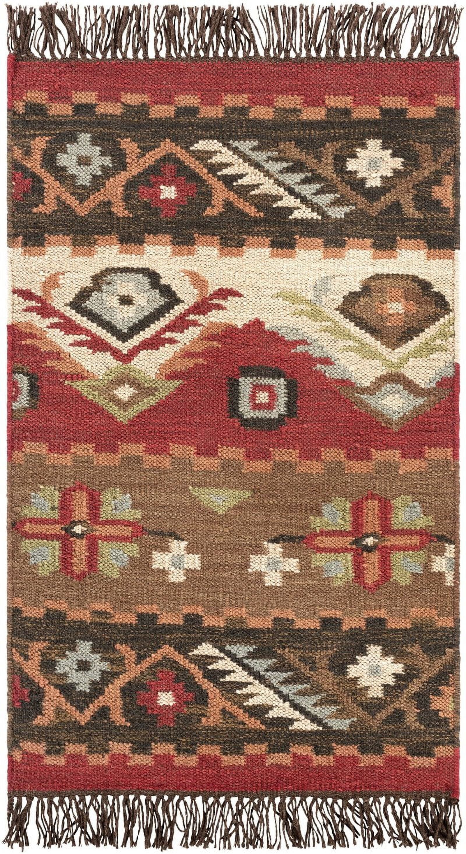Mark&Day Wool Area Rugs, 2x8 Claudette Rustic Dark Brown Runner Area Rug (2' x 8')