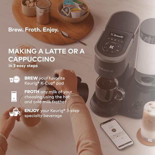 Keurig K-Cafe Single-Serve K-Cup Coffee Maker, Latte Maker and Cappuccino Maker, Comes with Dishwasher Safe Milk Frother, Coffee Shot Capability, Compatible with all Keurig K-Cup Pods, Dark Charcoal