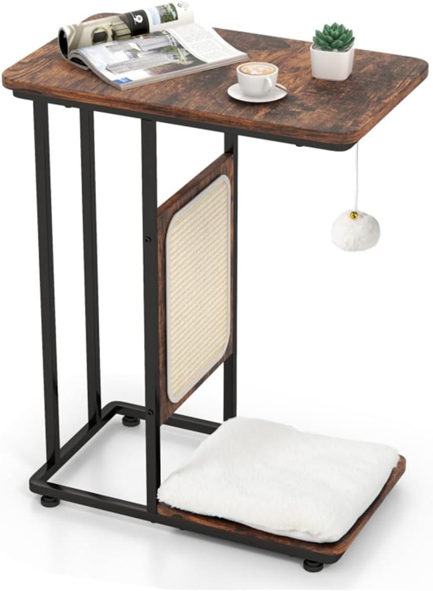 Cat End Table, Cat Table with Scratching, Cat Side Table, Nightstand, for Living Room, Bedroom, Industrial Style,End Table Cat Furniture for Livingroom Bedroom Home Decor