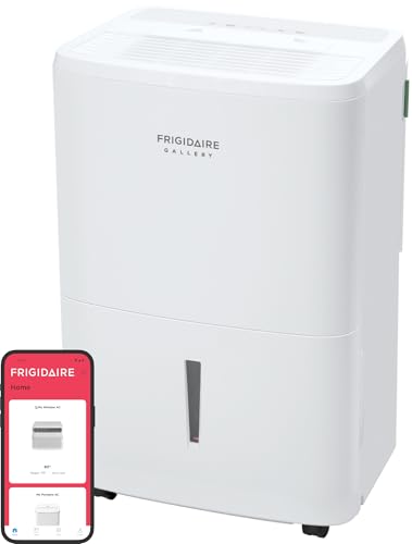 Frigidaire 50-Pint Portable Dehumidifier with Wi-Fi and Energy Star Certification for Medium/Large Rooms & Basements, Custom Humidity Control, Auto Shut Off, White