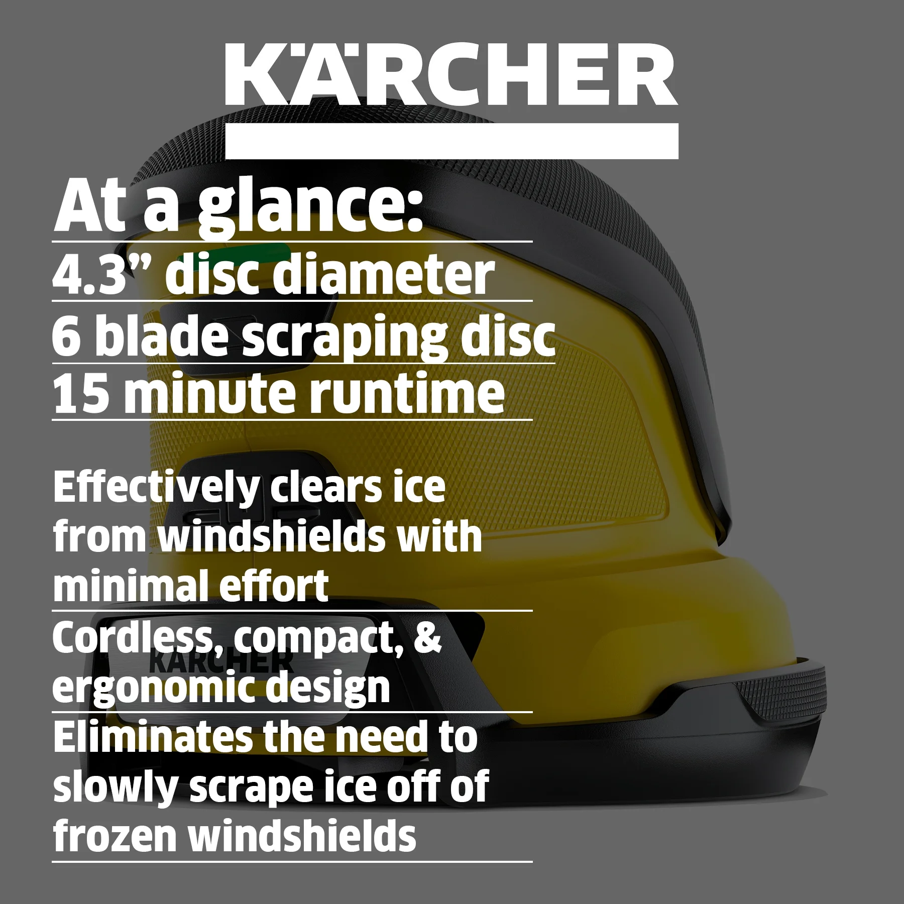 Karcher EDI 4 Cordless Electric Ice Scraper Cordless Windshield Scraper for Ice, Snow and Frost