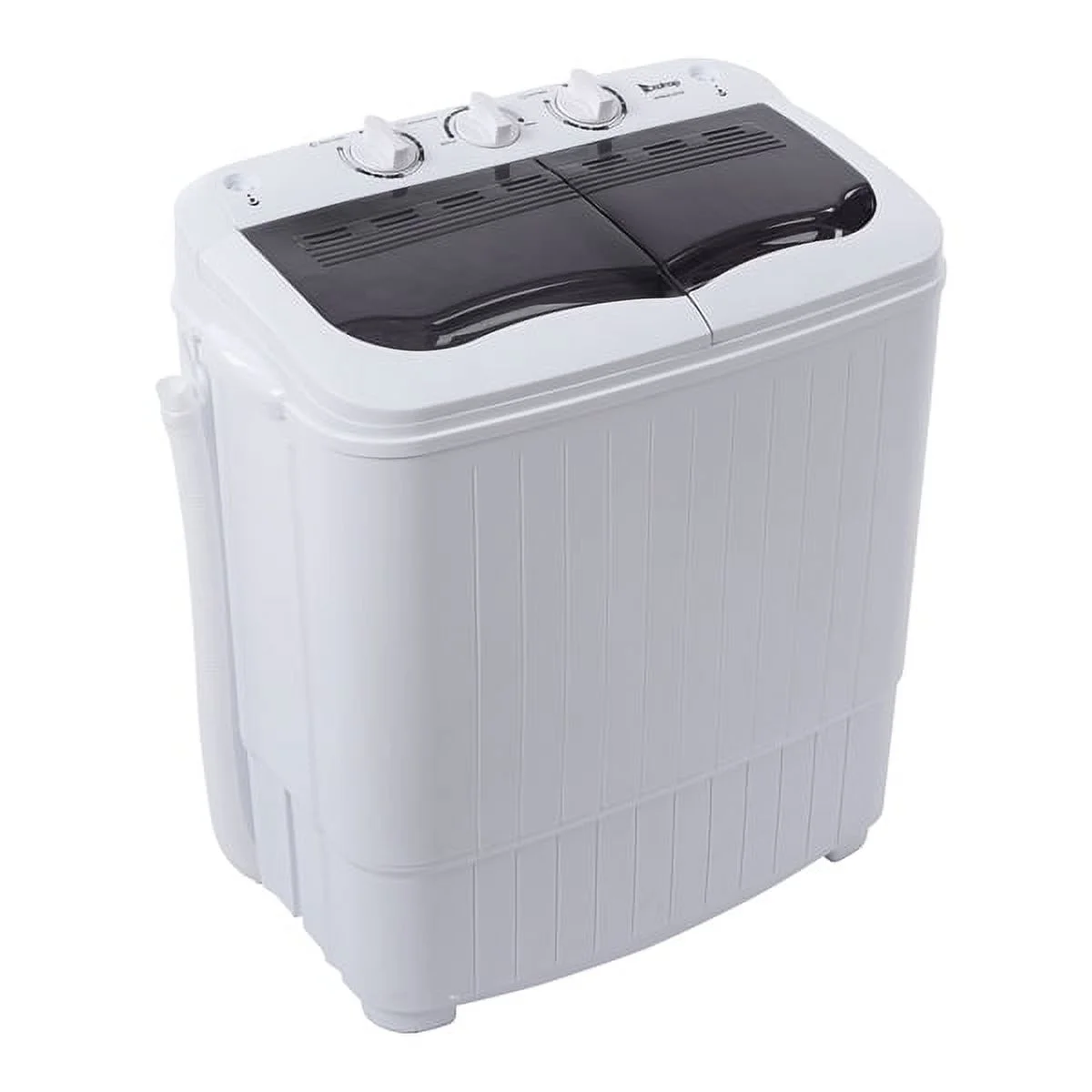 Fithood Compact Twin Tub with Built-in Drain Pump XPB35-ZK35 14.3(7.7 6.6)lbs Semi-automatic Gray Cover Washing Machine