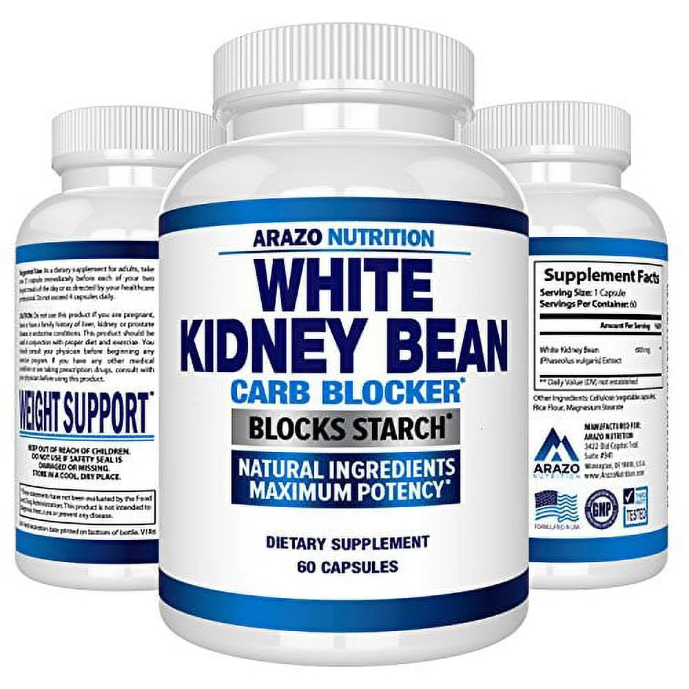 White Kidney Bean Extract - 100% Pure Carb Blocker and Fat Absorber for Weight Loss - Intercept Carbs - Arazo Nutrition