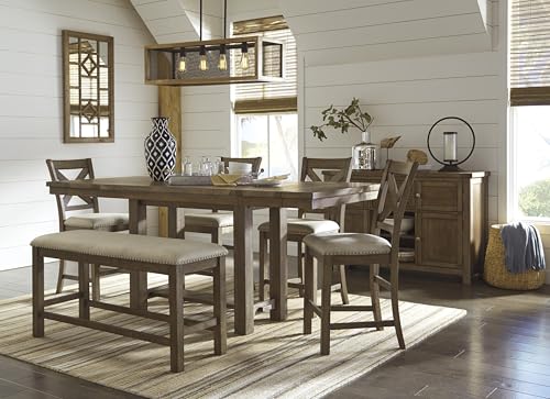 Signature Design by Ashley Robbinsdale Casual Removable Center Leaf Dining Extension Table with Trestle Base, White