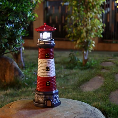 Solar Lighthouse,Decorative LED Rotating Lamp with Rotating LED Lights,Tall Solar Lighthouse for Garden Landscape Outside Yard