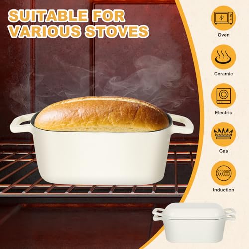 3.6QT Oval Enameled Cast Iron Dutch Oven, Sourdough Bread Baking Pan with Lid