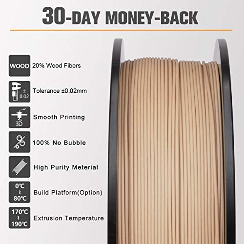 SUNLU Real Wood Fiber PLA Filament, Neatly Wound 1.75mm Dimensional Accuracy +/- 0.03mm, Fit Most FDM 3D Printers, 4kg in Total, 1kg per Spool, 4 Pack,（Wood+Fiber Cherry+Fiber Maple+Fiber Walnut）