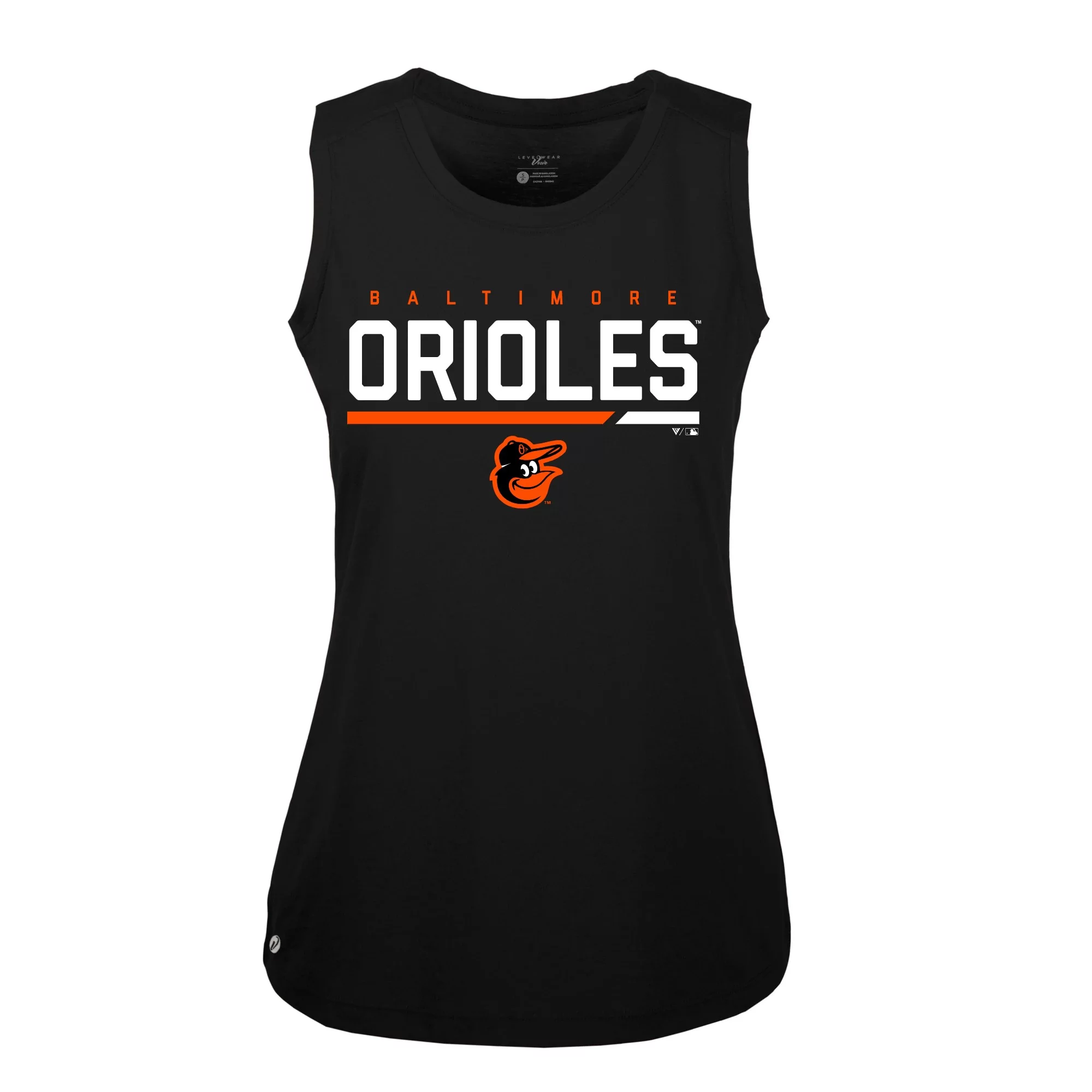 Women's Levelwear Black Baltimore Orioles Macy Muscle Tank Top