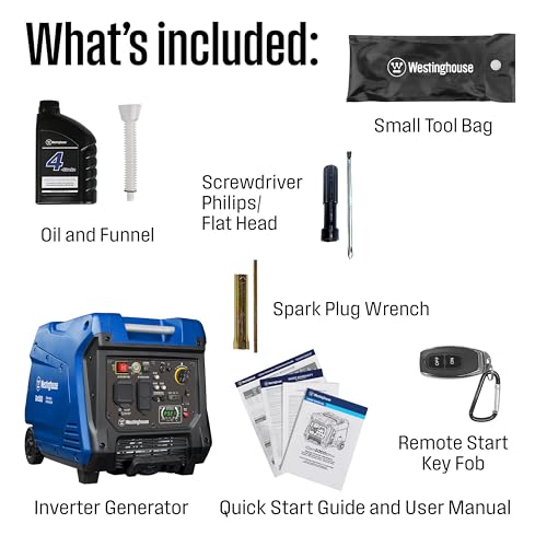 Westinghouse 5000 Peak Watt Super Quiet Dual Fuel Portable Inverter Generator, Remote Electric Start, Gas & Propane Powered, RV Ready 30A Outlet, Parallel Capable, Blue/Black