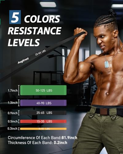 Resistance Bands for Working Out: 5-Levels Exercise Bands Set - Pull Up Assistance Elastic Silicone - Physical Therapy/Stretching/Training - Home Gym for Women/Men
