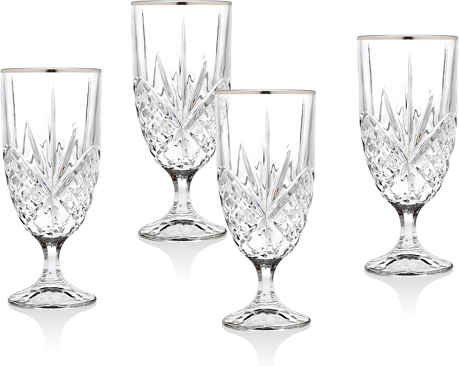 Godinger Iced Tea Beverage Glasses, Dublin, Platinum Rim, Set of 4