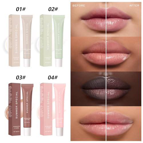 4 PCS Summer Special Lip Butter Balm – Ultra-Hydrating Lip Care with Shea Butter & Olive Oil, Soothes Dry Lips with Natural Tint & Gloss Effect, Lip Plumper Moisture & Light Lip Stain Finish