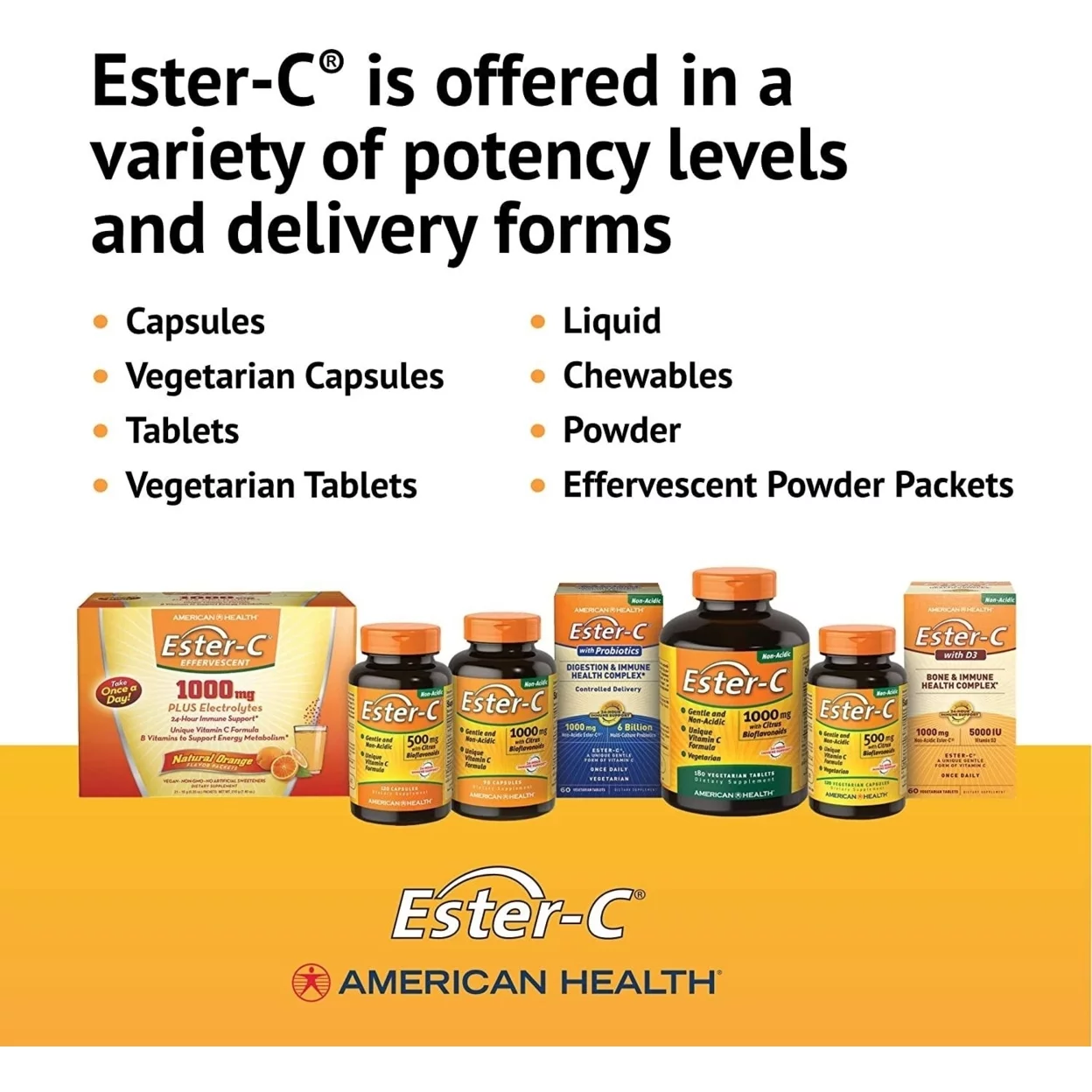 American Health Ester-C with Citrus Bioflavonoids 1000 mg Vegetarian Tablets, 180 Ct