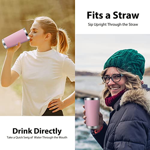 DOMICARE 20oz Stainless Steel Tumbler Bulk with Lid, Double Wall Vacuum Insulated Travel Mug, Powder Coated Coffee Cup, Powder Black, 8 Pack