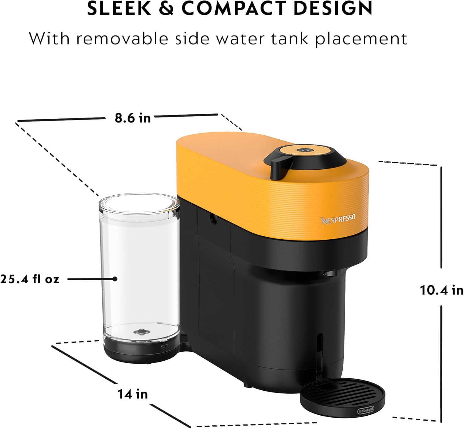 Nespresso Vertuo Pop+ Coffee and Espresso Machine by De'Longhi, Mango Yellow