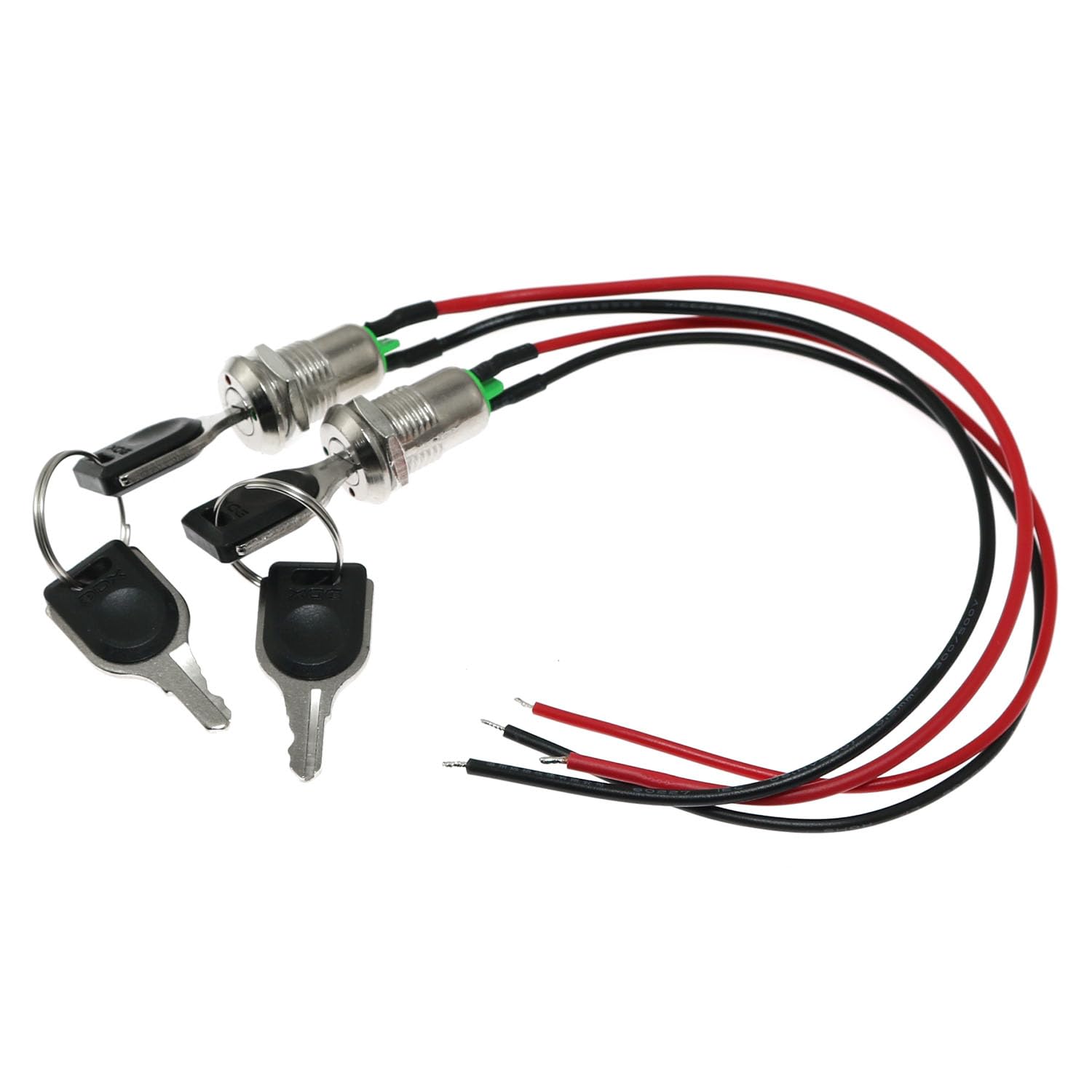 Maxmoral 2PCS Switch Metal Key Lock 12mm Pre Wired Maintenance Lock Key Switch Rotary Self Locking Double Belt Line Two Gear Suitable for Electric Bicycle Valve Mouth Lock Beach Car Electric Scooter