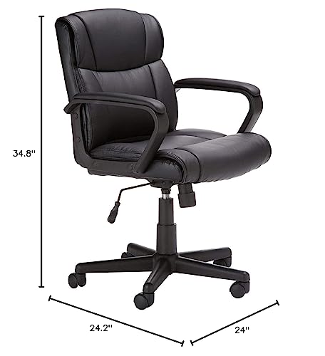 Amazon Basics Office Computer Task Desk Chair with Padded Armrests, Mid-Back, Adjustable, 360 Swivel, Rolling, 275 Pound Capacity, 24.2