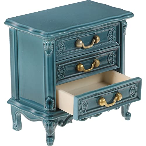 Healvian Wood Dresser Miniature Cabinet Wooden Dollhouse Vintage Furniture Classic Chest of Drawer Model Wooden Mini Storage for Doll House Accessories Tiny House