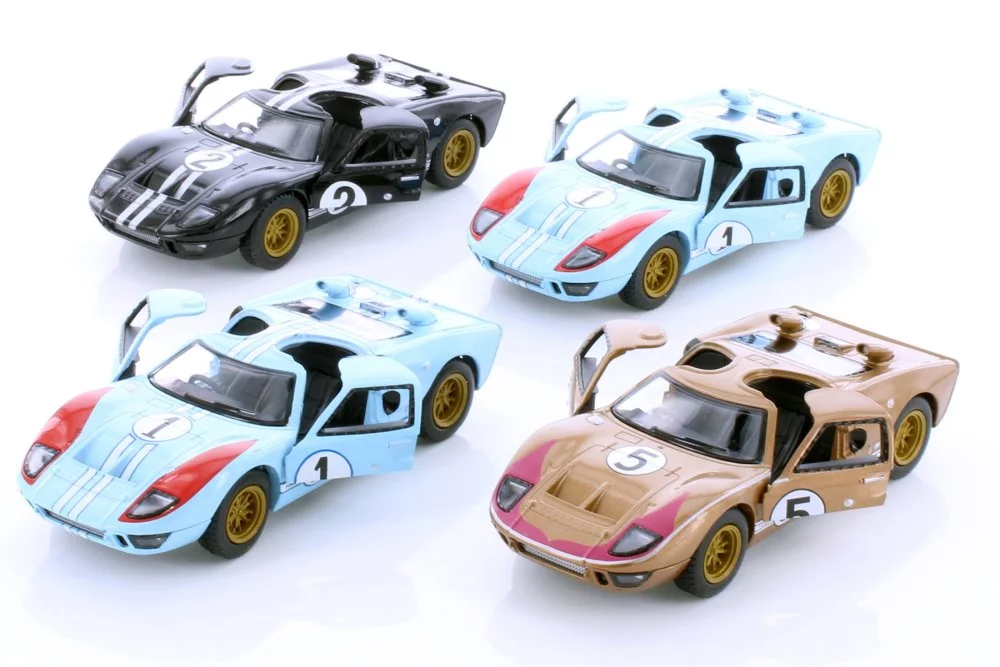 Kinsmart 1966 Ford GT40 MKII Heritage Edition Hardtop Diecast Car Set - Box of 12 1/32 Scale Diecast Model Cars, Assorted Colors