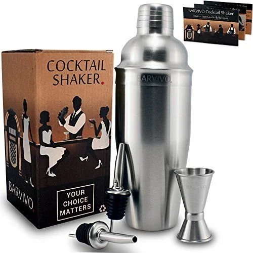 Barvivo 24oz Cocktail Shaker Set UK 2 - Double Jiggers & 2 Liquor Pourers