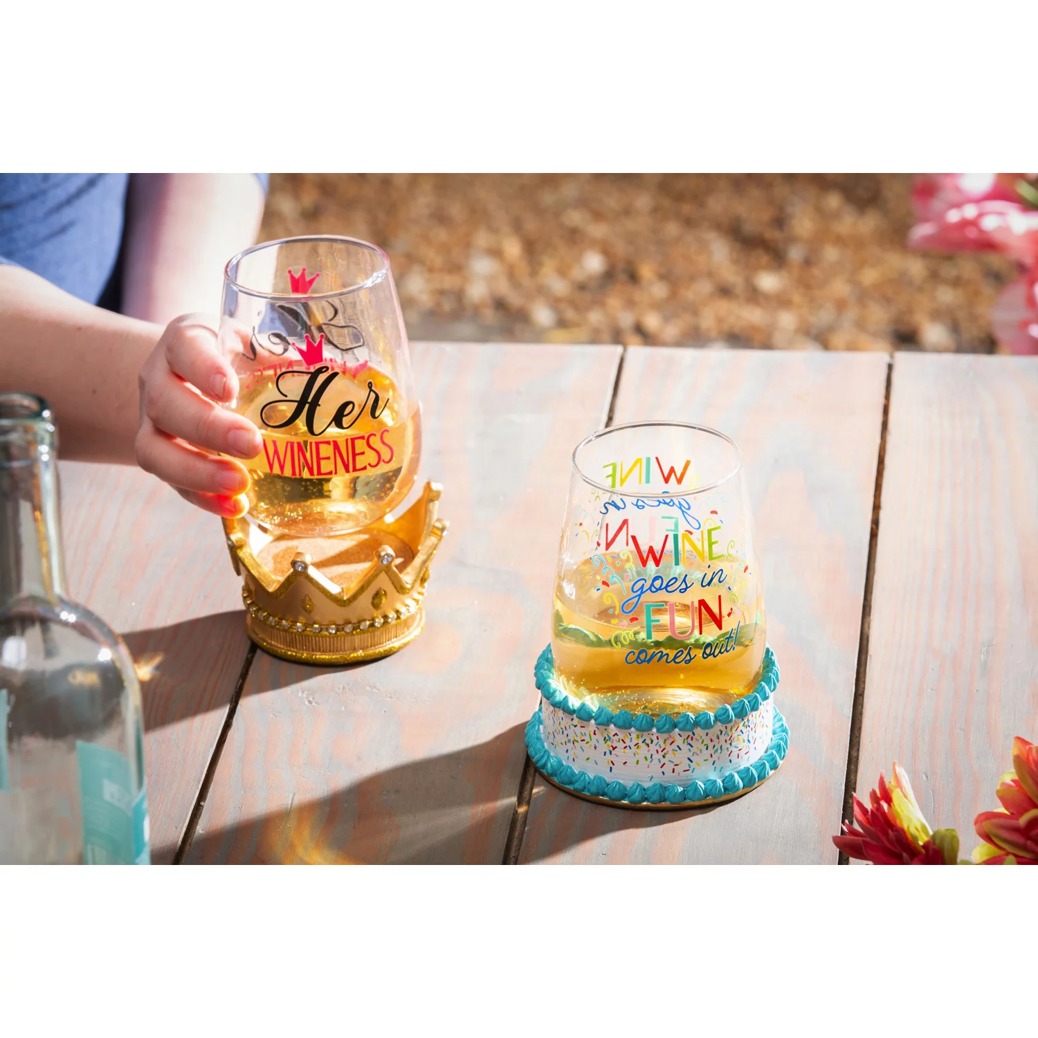Wine Glass with Coaster Base, Wine Goes In