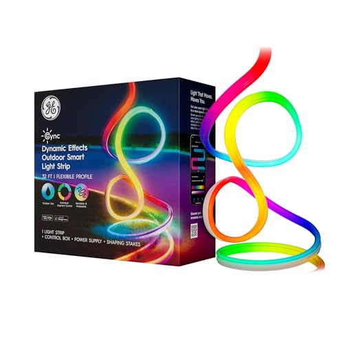 GE Cync Dynamic Effects Smart LED Light Strip with Music Sync, Color Changing WiFi Lights, Indoor Light Strip, Compatible with Alexa and Google Home, 16ft and Power Supply