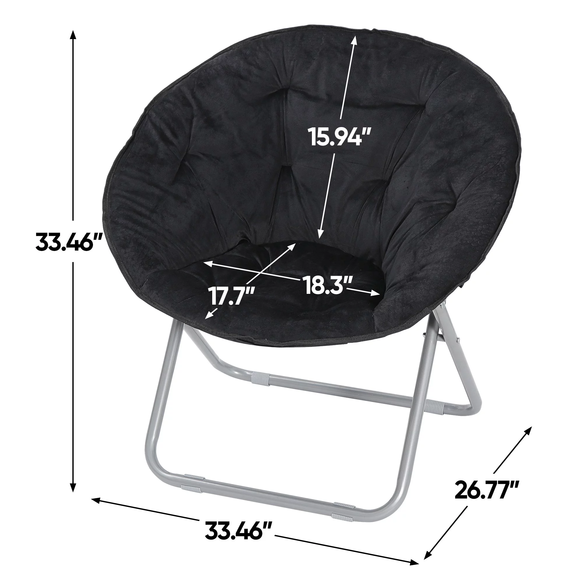 ZENSTYLE Metal Frame Moon Chair Seat Saucer Chair Soft Folding, Black