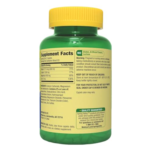 Bundle: Spring - Valley Calcium, Magnesium & Zinc Plus Vitamin D3 Coated Caplets, 250 Count + GoodDealsHouse Weekly Pillbox