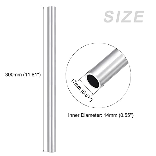 6063 Aluminum Tube (18mm OD x 12mm ID x 300mm L), Aluminum Round Tubing - for Home Furnishing, Machinery, DIY Handicraft